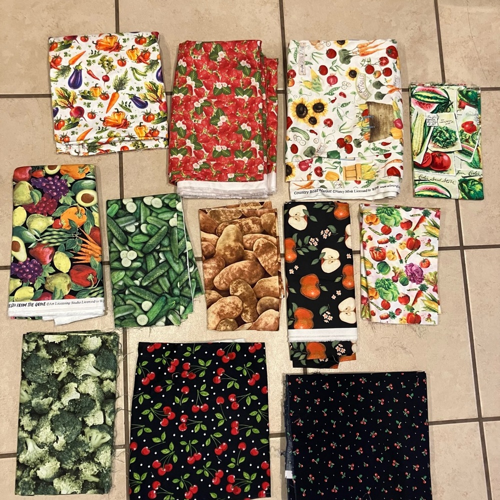 Bundle of Vegetable, Fruit, Cherries and more fabric